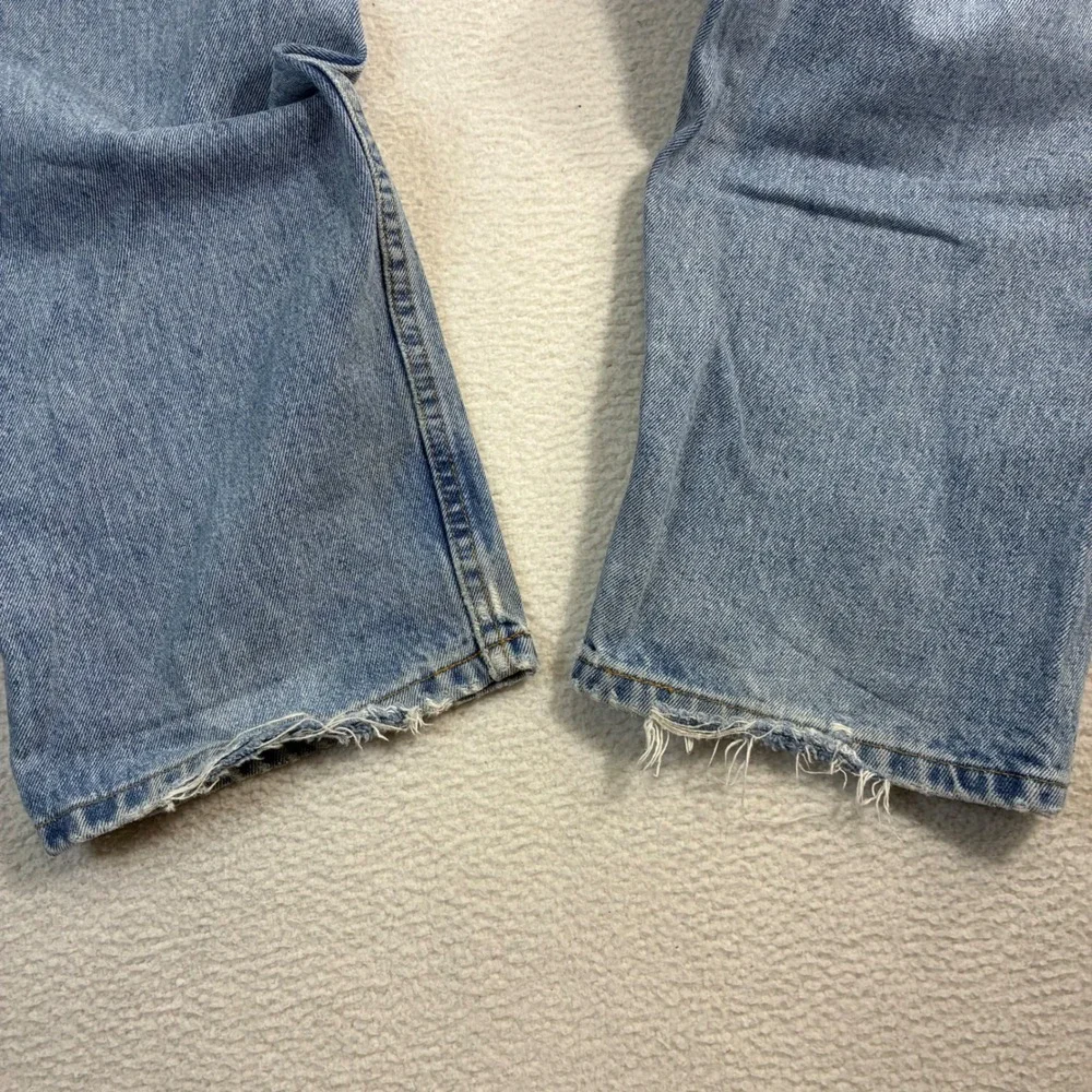 Y2K Polo Ralph Lauren Baggy Jeans Men 36x34 Blue Embroidered Denim Co Distressed